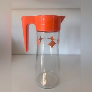 Vintage Atomic Mid Orange Glass Pitcher Carafe